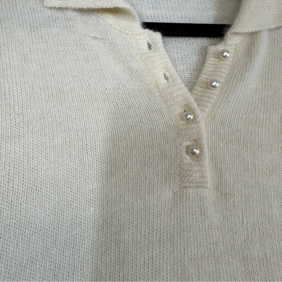 Vintage Paris Sport Club Cream Angora Lambswool Old Money Sweater Size Medium - Picture 8 of 14